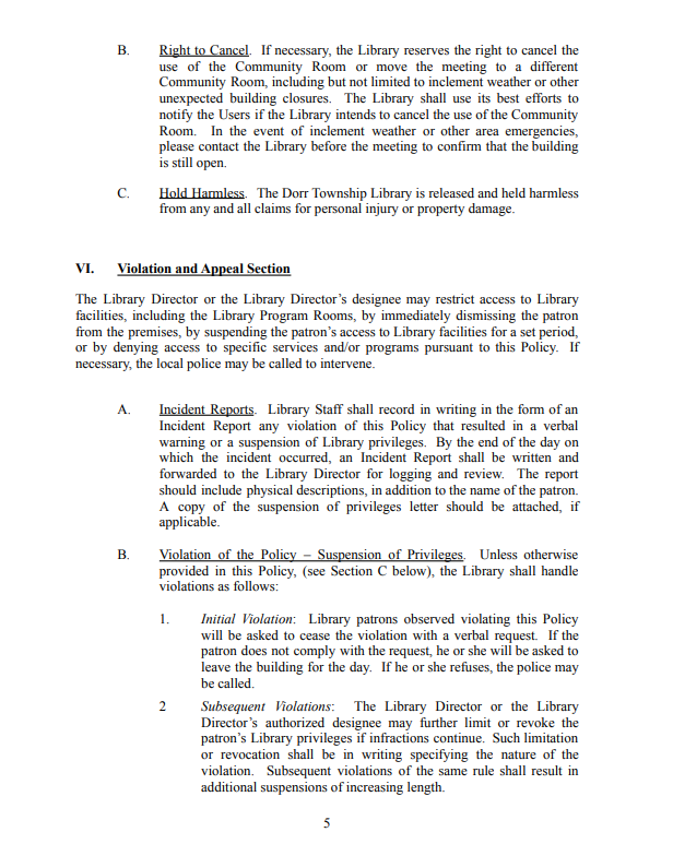 Community Room Policy Page 5